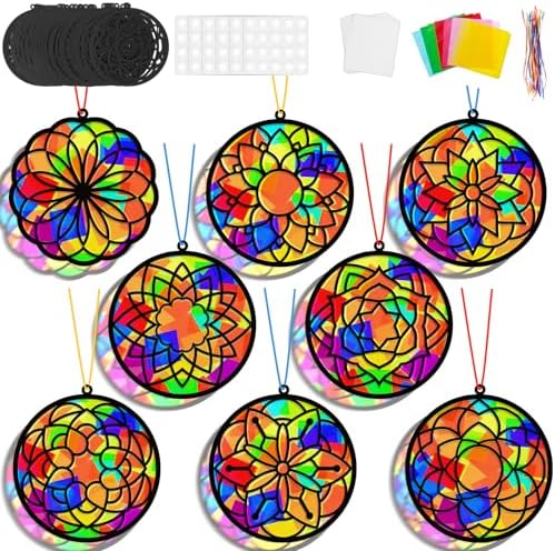 Lonfliness 32 Sets Suncatchers Craft Kit for Kids DIY Art Craft by Lonfliness
