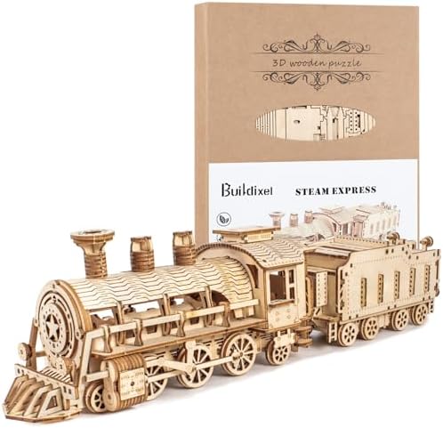3D Wooden Puzzles for Adults, DIY Mechanical Model Kits for Adults and Kids to Build, Creative Gift for Women or Men Birthday, Christmas (Mechanical Train) by Unknown