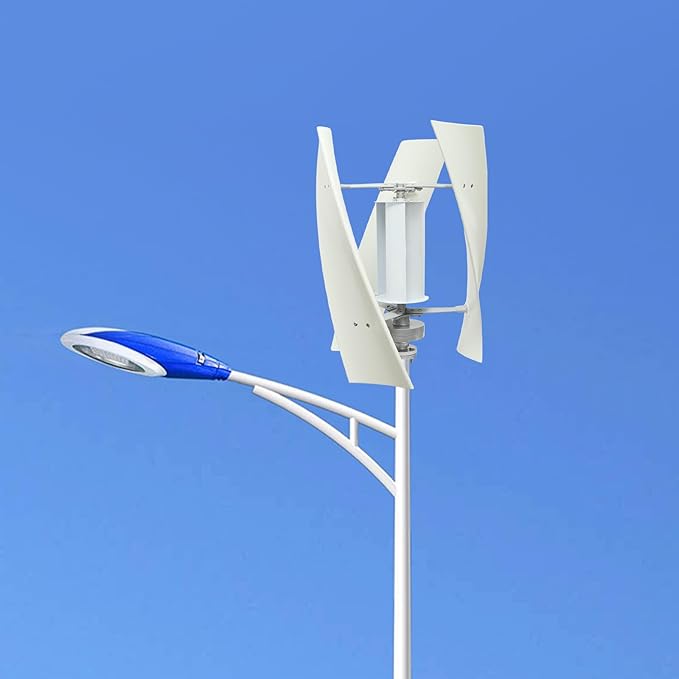 Bepritm Vertical Axis Wind Turbine, Wind Generator Kit with Controller & IP67 Protection, Ultra-Quiet Design for Home, RV, Business, Industrial Energy Supply (100W 24V White 4 Blades)