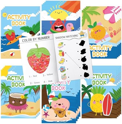 Bulk Summer Activity Books, Fruit Mini Games Coloring Book Set for Kids by X1zuue