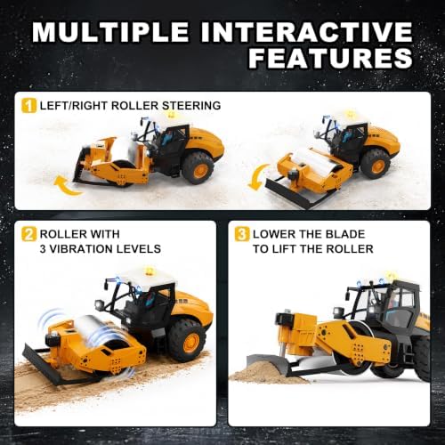 RC Road Roller 1:50 Remote Control Construction Vehicle with Metal Roller - Image 4