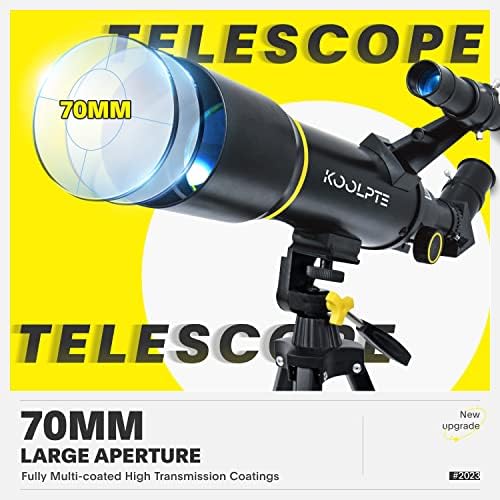 Koolpte Telescope for Kids, 70mm/400mm Travel Refractor Kit, Black - Image 2