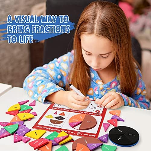 Torlam Magnetic Fraction Tiles & Fraction Circles Activity Set - Math Manipulatives for Elementary School - Fraction Magnets & Resources - Fraction Strips & Bars - Image 2
