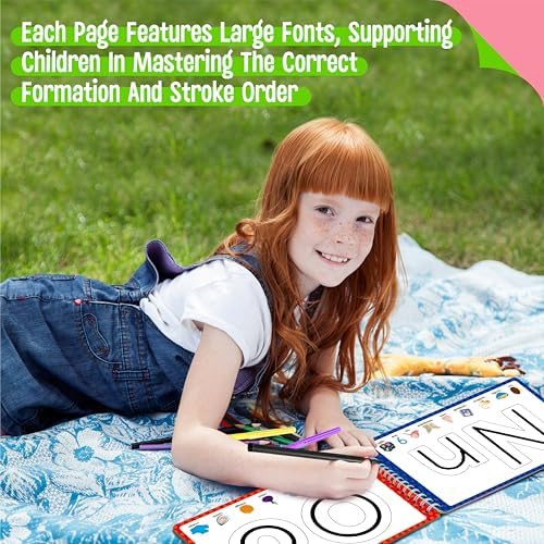 SpriteGru Letter & Number Tracing Pad, 30 Pages Alphabet ABC and 123 Handwriting Book, Reusable & Erasable Pen Control Practice Montessori Autism Educational Fine Motor Toddler Learning Toys - Image 3