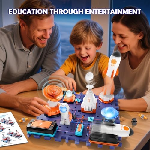 VATOS Space Science Circuit Kits for Kids - 31PCS Electronics Exploration STEM Kit with 100+ Projects, Rocket Launcher & Light Up Astronaut | Educational Learning Toy Gift for Boys Girls Ages 6+ - Image 4