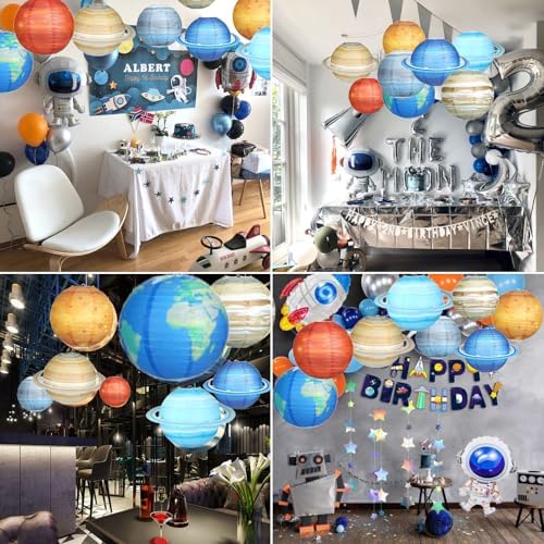 Planet Paper Lanterns, Planet Lanterns, 25 Pcs Paper Lanterns Party Decorations, Space Paper Lanterns for Kids Space Theme Party, Birthday Room Decorations - Image 6