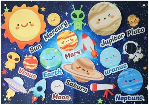 Solar System for Kids Toys, Children's Space Felt Board, Montessori Toys Outer Space Sensory Board, Gifts for Boys and Girls, Planetary Toys Suitable for Toddler Aged 3-8 - Image 6