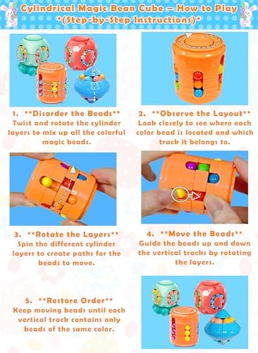 12 Pack 3.4" Jumbo Filled Easter Eggs with Toys Magic Bean Cubes, Fidget Puzzle Toy Brain Teaser Easter Basket Stuffer Egg Fillers, Stress Relief Party Favors Gifts Kid Toddler Teen Classroom Prizes - Image 3