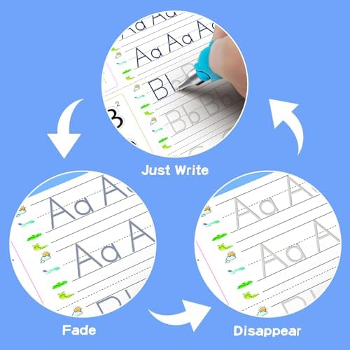 Magic grooved writing practice book set|18-in-1(4 grooved books, 2pens, 2 grip corrector, 10 disappearing ink refill), Grooved handwriting practice for kids|Grooved writing books for kids 3-5. - Image 5
