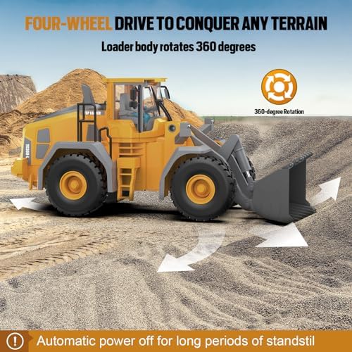 KIDMARKT Metal RC Wheel Loader Toy - Realistic Working Lights and Sounds, 1:20 Scale, 9-Channel Remote Control Construction Play Tractor Toys for Kids 3+, Perfect 2026 Gift - Image 4