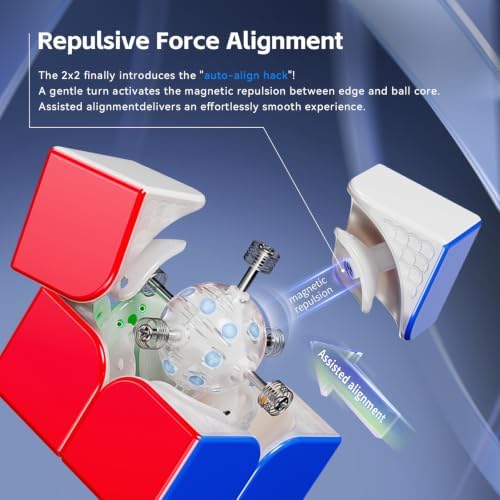 Moyu WeiPo v5 2x2 Magnetic Speed Puzzle Cube, Adjustable Elasticity with UV Coated Stickerless Shape, 20M Ball Core Moves Quickly and Smoothly, Brain Teasers for Kids & Puzzle Boxes Classic Game - Image 2