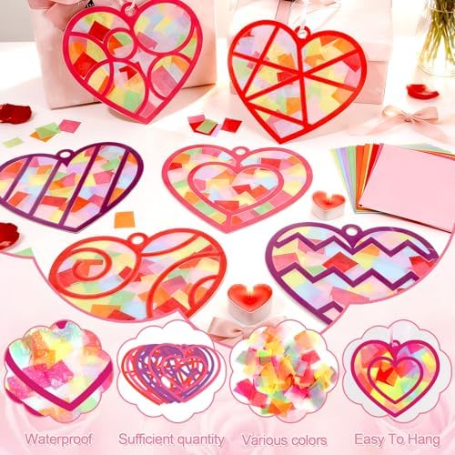 Qyeahkj 36Set Valentine's Day Suncatchers Crafts Kit for Kids - Image 3