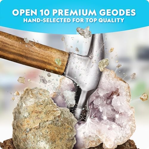 National Geographic Break Open 10 Premium Geodes with Goggles & Display Stands (Pack of 6) - Image 3