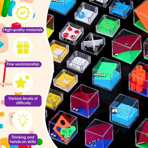 Sumind 48 Pcs 3D Maze Puzzle Cube Brain Teaser Ball Party Set,Vivid - Image 5