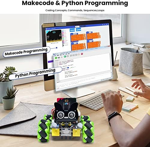 KEYESTUDIO 4WD Smart Car Coding Robot Kit with Microbit V2 for Makecode and Python, DIY Building Robot Kit for STEM Education 15+, IR Remote/APP Control - Image 3