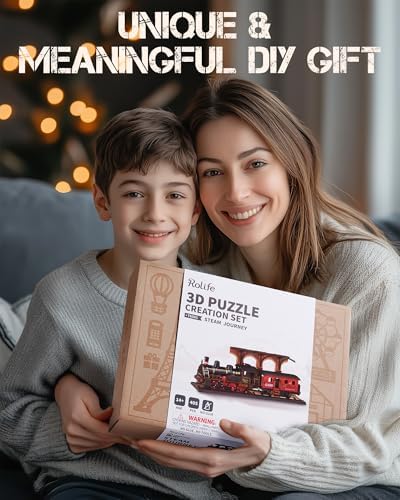 Rolife 3D Wooden Puzzle for Adults, DIY Wood Model Train Sets, Mechanical Vehicle Model Building Kits-Brain Teaser Puzzle Toys with 365 Pcs-Creative Birthday for Kids - Image 6