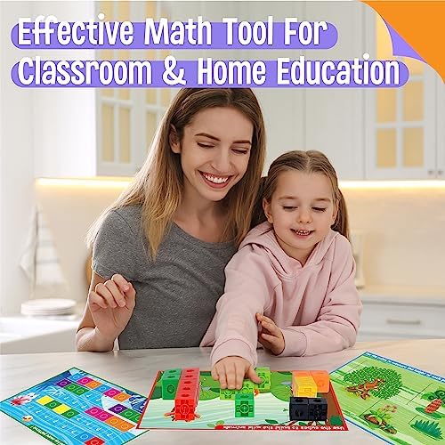 Math Linking Cubes, 100 Math Cube Manipulatives with 30 Learning Activities Number Counting Blocks Snap Linking Math Counters Fun & Educational Pre-K Counting Blocks for Preschool Kindergarten - Image 6