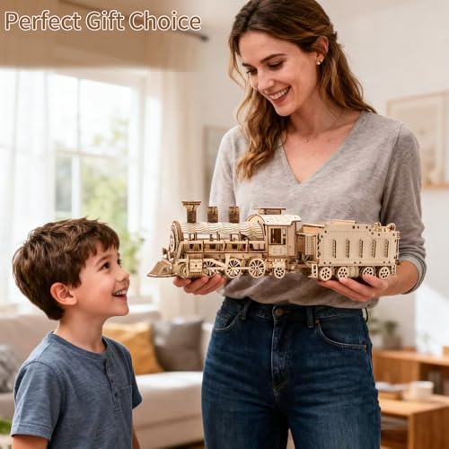 3D Wooden Puzzles for Adults, DIY Mechanical Model Kits for Adults and Kids to Build, Creative Gift for Women or Men Birthday, Christmas (Mechanical Train) - Image 5