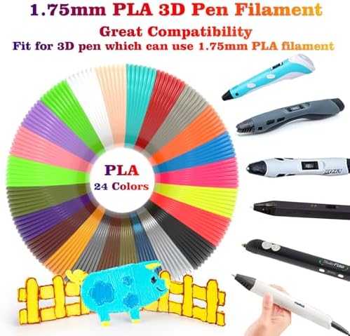 3D Printing Pen Refills PLA Filament 1.75mm 24 Vibrant Colors 240 Feet, Each Color 3 Meters (10 Feet) - 250 Stencils eBooks - Fit for SCRIB3D P1 and MYNT3D Pens - Image 4