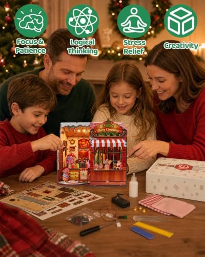 YSWOOD WORLD Christmas Miniature House Kit, 3D Wooden Puzzle for Adults - Image 6