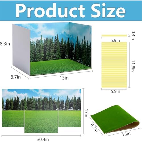 codree 4 Pcs Jungle Style Diorama Box and Fake Grass Decor, Rainforest Diorama Supplies Project Box Set, Cardboard Diorama Kit & Artificial Grass with Double Sided Tapes for DIY Crafts Toys Dollhouse - Image 2
