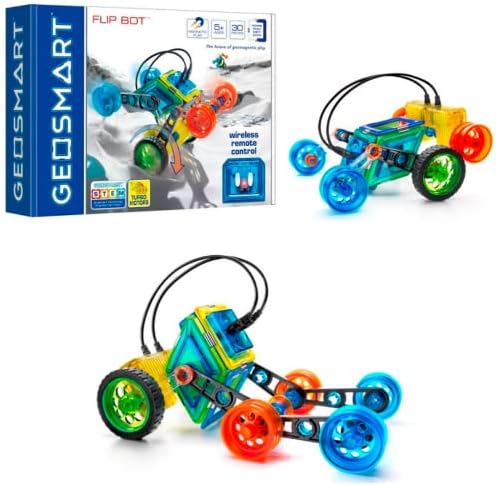 GeoSmart Flip Bot - Build Remote-Controlled GeoMagnetic Vehicles with This STEM Focused Magnetic Construction Set Featuring Rechargeable Turbo Motors by GeoSmart