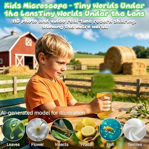 Handheld Microscope for Kids, 2 in 1 1000X Pocket Digital Microscope & 10X Telescope for Kids - Science Kits STEM Toys - Gifts for Boys Girls Ages 3 4 5 6 7 8 9 10 11 12 (Orange) - Image 4
