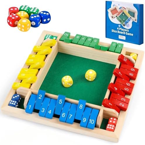 Shut The Box Game Dice Game, 2-4 Player Math Learning Toy for Adult Kids 5-7 8-12, Educational Wooden Board Tabletop Game with 8 Dice for Family, Classroom & Senior Activities, Pub and Party by Unknown