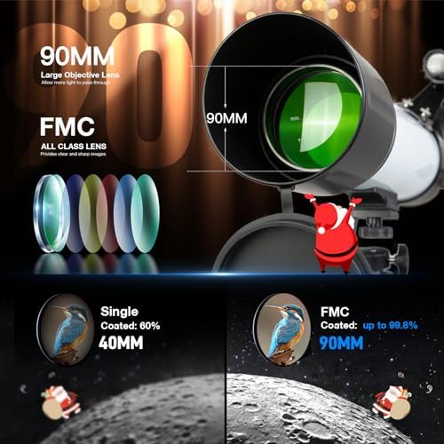 Telescopes for Adults High Powered, 700x90mm AZ Astronomical Professional Refractor Telescope for Beginners Astronomy with Advanced Eyepieces, Cool Astronomy for Christmas, White - Image 2