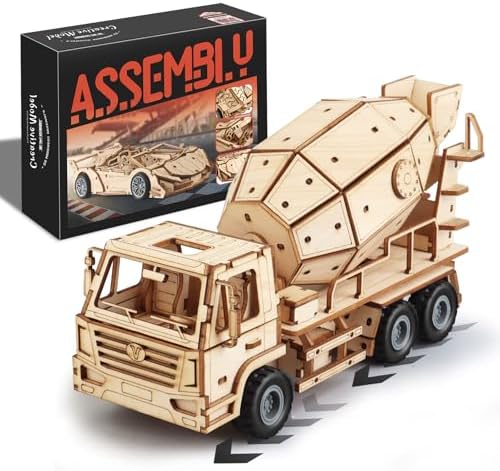 3D Wooden Puzzles Cement Mixer Truck for Adults to Build by Unknown