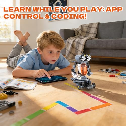 STEM Robot Building Set, 5-in-1 Remote & APP Controlled Robot Toys for Kids Ages 6-16, 334 Pcs DIY Building Blocks Engineering Science Educational Kit, Birthday Gift for Boys Girls - Image 3