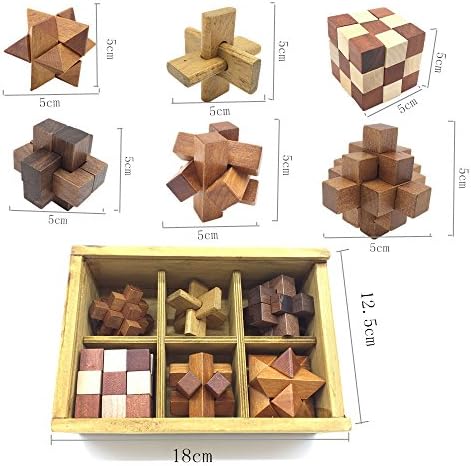Guaishou 6-in-One 3D Luxury Wooden Brain Puzzle Teaser Kongming Lock for Teens and Adults Includes Storage Box - Image 2