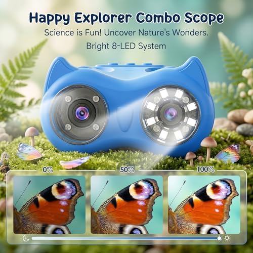 2-in-1 Kids Microscope and Telescope, 1000X Handheld Digital Microscope for Kids, 2.0" Screen, 8 LED, 10X Pocket Telescope for Outdoor, 1080P Camera STEM Toys Gifts for Boys Girls 4-12, Indigo - Image 4