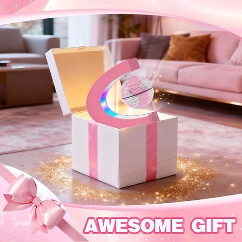 Flagest Magnetic Levitation Floating Globes with LED Lights, C Frame Floating Globe Lamp, Cool tech Gadgets for Home Office Desk Accessories, Gifts for Women, Ladies, Girls, Teachers, Colleagues(Pink) - Image 6