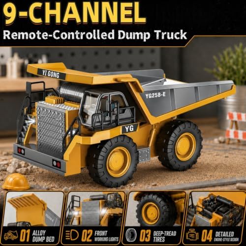 2.4GHz Remote Control Construction Vehicles Set, RC Excavator Dump Truck Loader Bulldozer with Lights and Sound Effects - Image 6