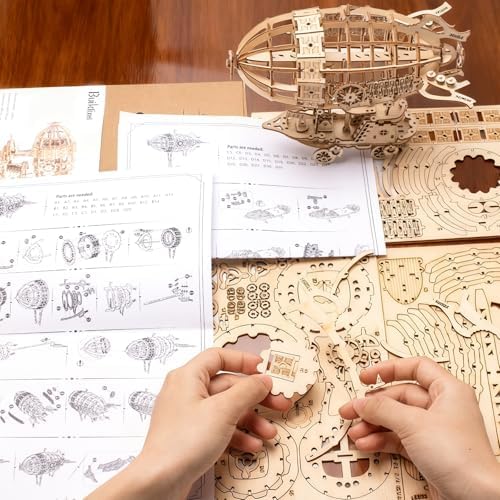 3D Wooden Puzzles for Adults,Wooden Toy for Kids and Adults,Model Building Kit,Educational Brain Teaser,Best Educational Christmas Birthday Day Gift for Friends (Wooden Airship) - Image 3