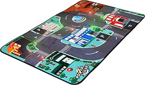Flybar Power Gearz Kids Carpet Playmat Rug – Play Mat & Toy Trucks 3Pack Bundle with Automatic LED Traffic Lights, Car Rugs for Kids, Play for Playroom - Non-Slip, Toys for Ages 3-5 - Image 5