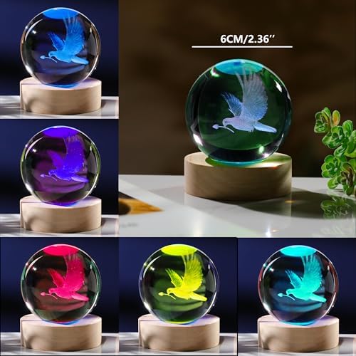 3D Dove Gifts for Women - Crystals Ball 60mm Glass Animals Figurine - Birthday Gift for Best Friend, Lovers Keepsake Paperweight - Image 3