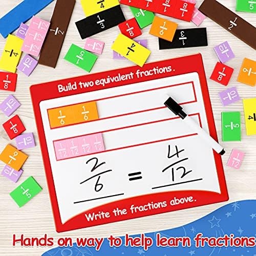 Torlam Magnetic Fraction Tiles & Fraction Circles Activity Set - Math Manipulatives for Elementary School - Fraction Magnets & Resources - Fraction Strips & Bars - Image 4