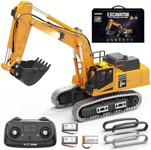 RC Excavator for Adults 1:50, Remote Control Excavator for Sandbox & Garden by Womaqu