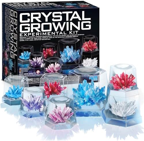 4M 7 Crystal Growing Science Experimental Kit with Display Cases - Easy DIY STEM Toy Lab Experiment Specimens, Educational Gift for Kids, Teens, Boys & Girls by 4M