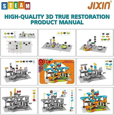 JIXIn 3in1 Marble Runs for Kids 4-8/Building Blocks Compatible with LEGO DUPLOS for Age 3-5/Marble Run for Kids Ages 3-5 STEM Toy Set with 164 Pcs Classic Big Block/Gift Toys for Kid Ages 3 4 5 6 7 8+ - Image 3
