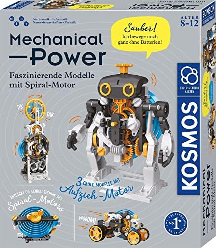 Kosmos ‎620783 Mechanical Power, Entdecke spielerisch Mechanik, Bausatz mit Spiral-Motor für Rennauto, Roboter und Timer, Experimentierkasten für Kinder ab 8-12 Jahre Bunt by Kosmos