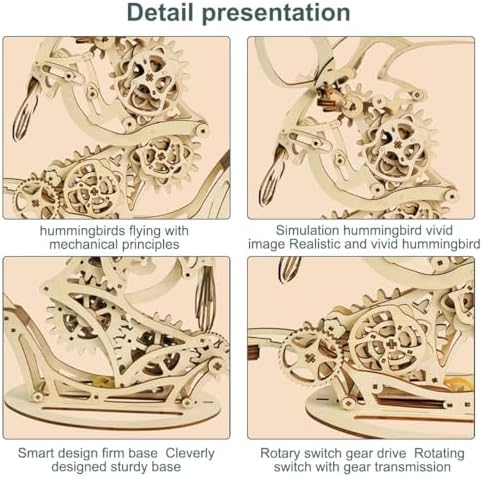 3D Wooden Mechanical Hummingbirds Model Kits for Adults, DIY Creative Handcrafted Wooden Bird Assembly Kit, Perfect Present for Friends, 200+Pieces - Image 7