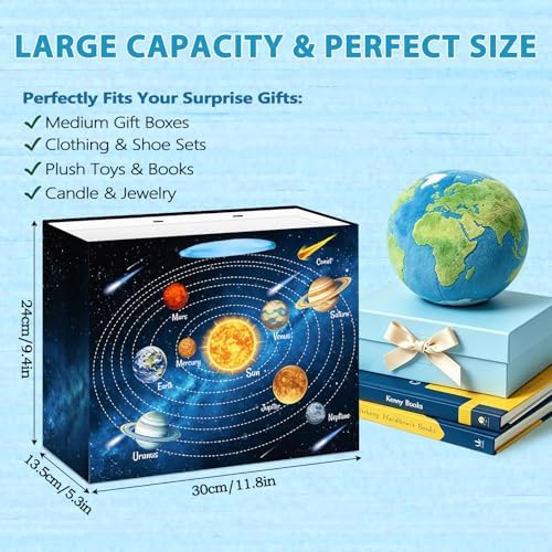 Solar System Gift Bag Outer Space Birthday All-in-One Kit with Greeting Card Sticker Envelope & Blue Tissue Paper for Astronomy Galaxy Planets Theme Gift Wrapping Educational Supplies Classroom Gifts - Image 3