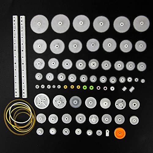 Artshu 75pcs Mixed Plastic Gearbox Rack Pulley Belt Worm Gear Single & Double-Gear 8-56 Teeth DIY Tool for Robot Repair & Toy Car DIY Kit - Image 3