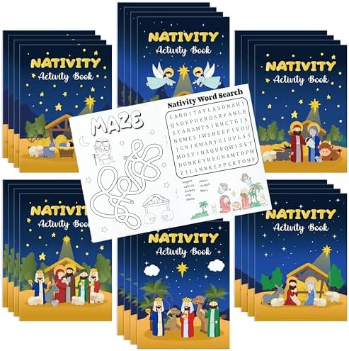 Bulk Nativity Activity Books,24Pc Christmas Coloring Games Booklet for Kids by X1zuue