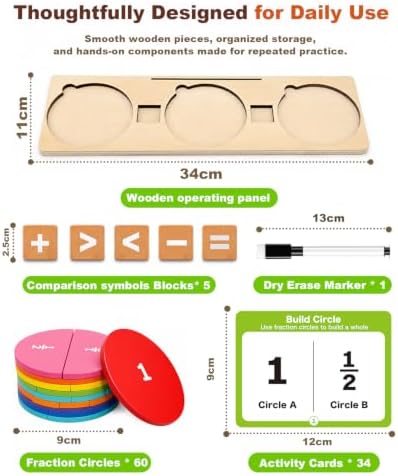 Fraction Manipulatives Set, Fraction Wooden Tiles & Fraction Circles Set - Image 5