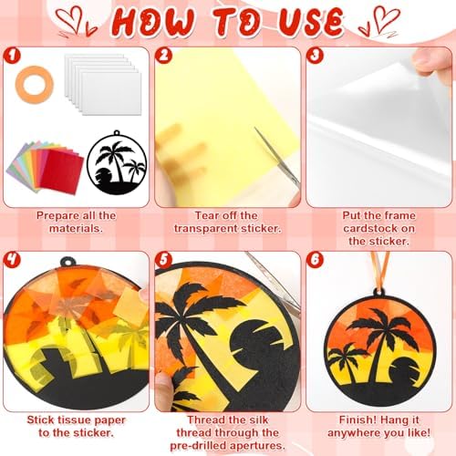 Qyeahkj 36Set Tropical Palm Tree Suncatchers Crafts Kit for Kids - Image 4