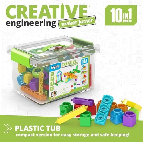 Engino STEAM Maker Junior- 10 Model Set, Stackable Building Blocks for Kids 4+, STEM Building Toys, Engineering Kit for Young Inventors, Educational Toys, Gift for Boys & Girls - Image 2
